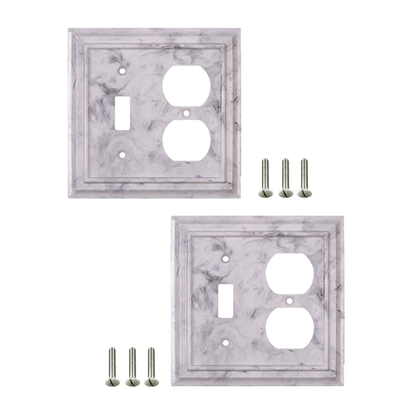 Marbled Majesty Wall Plate Collection - White