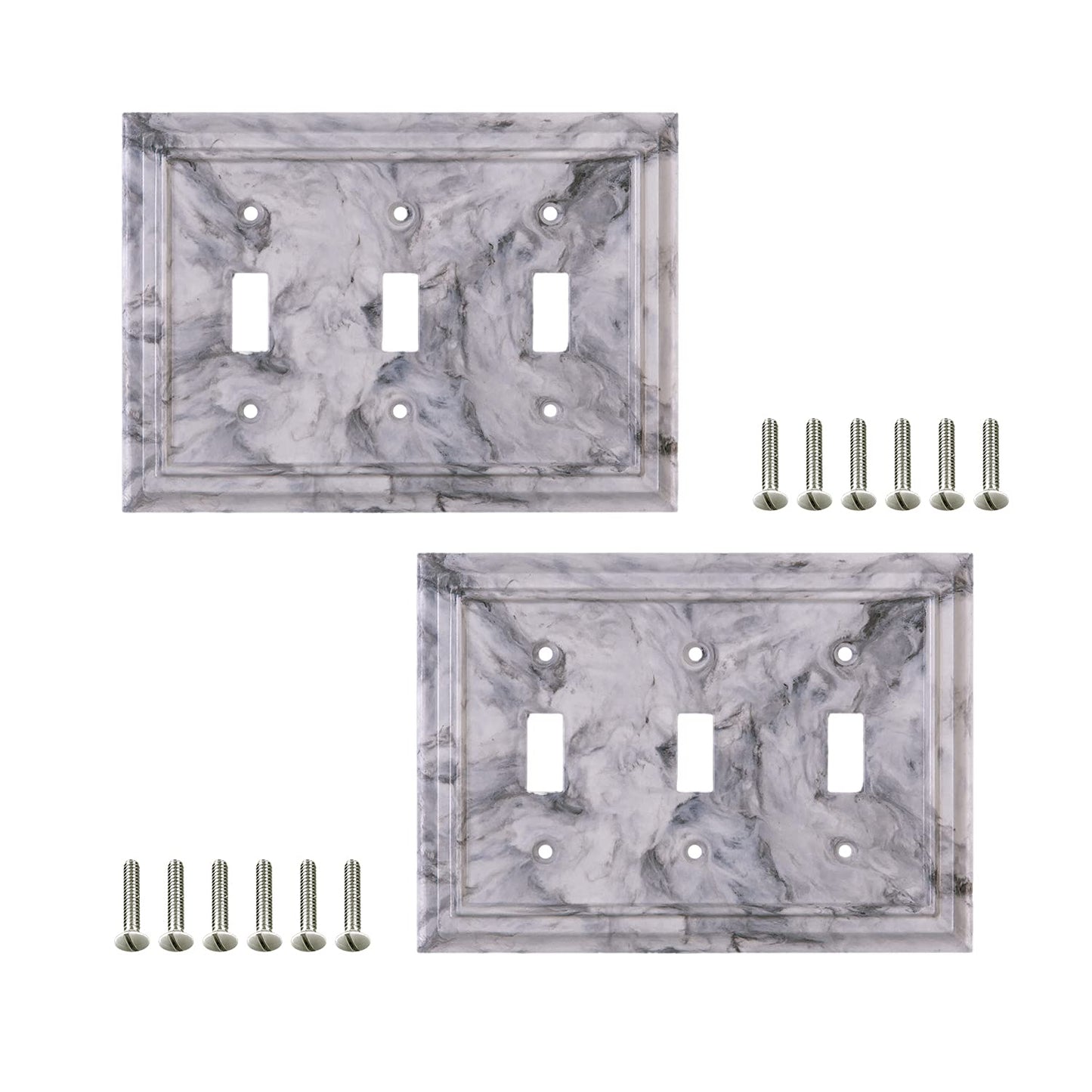 Marbled Majesty Wall Plate Collection - White