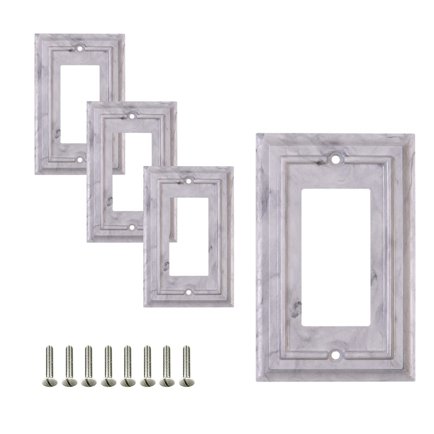 Marbled Majesty Wall Plate Collection - White