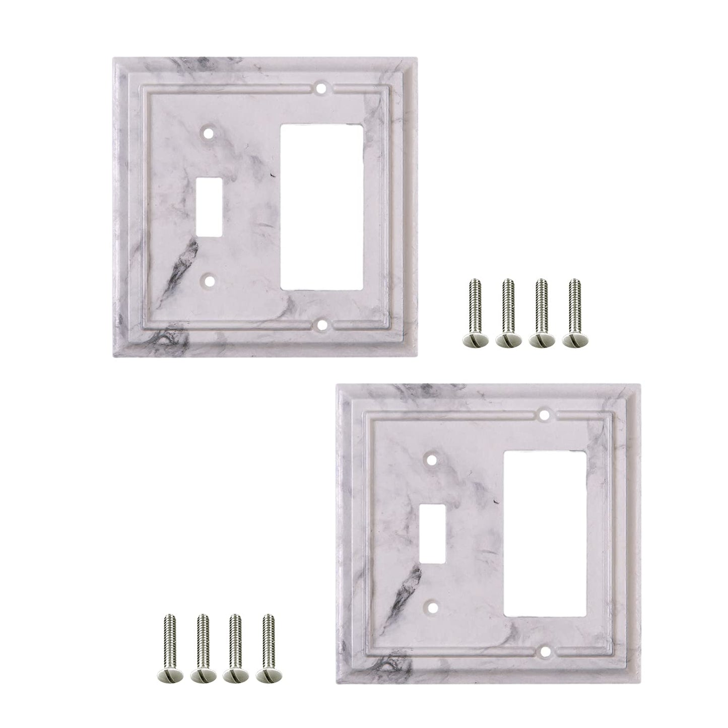 Marbled Majesty Wall Plate Collection - White