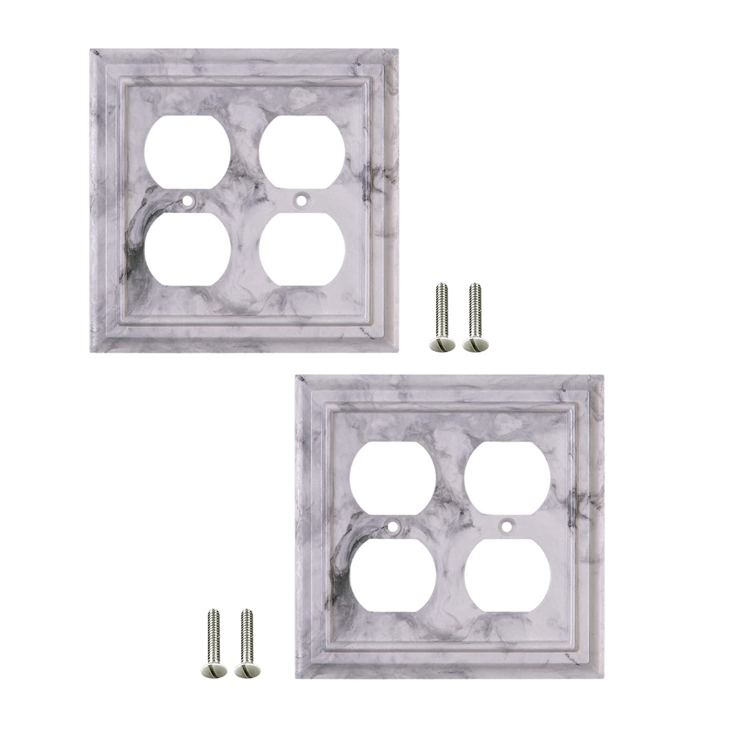 Marbled Majesty Wall Plate Collection - White