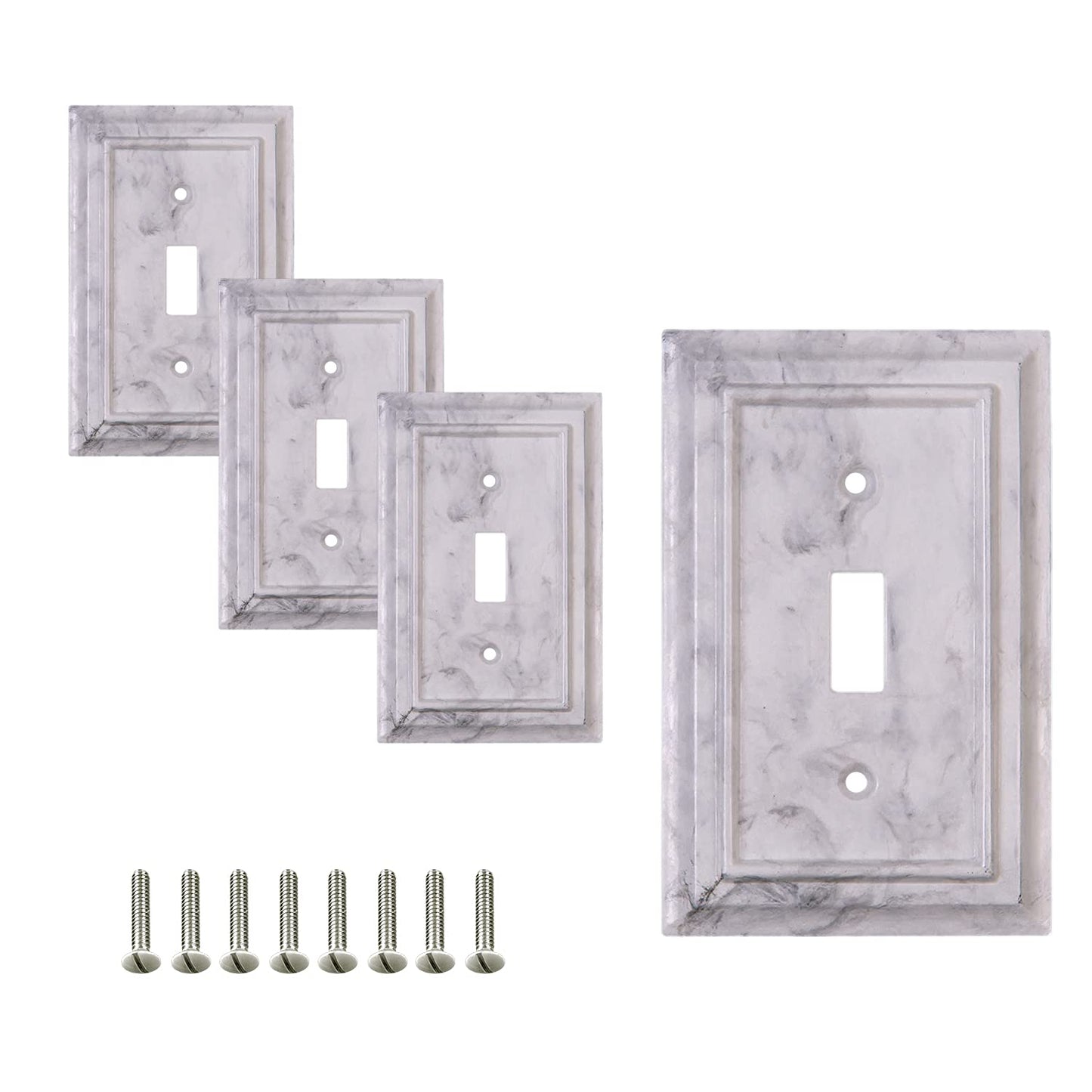 Marbled Majesty Wall Plate Collection - White