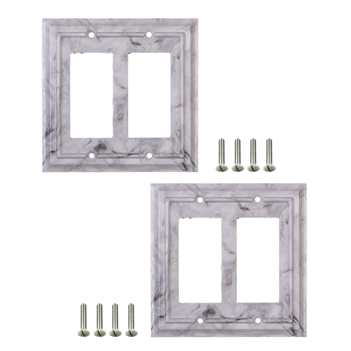 Marbled Majesty Wall Plate Collection - White