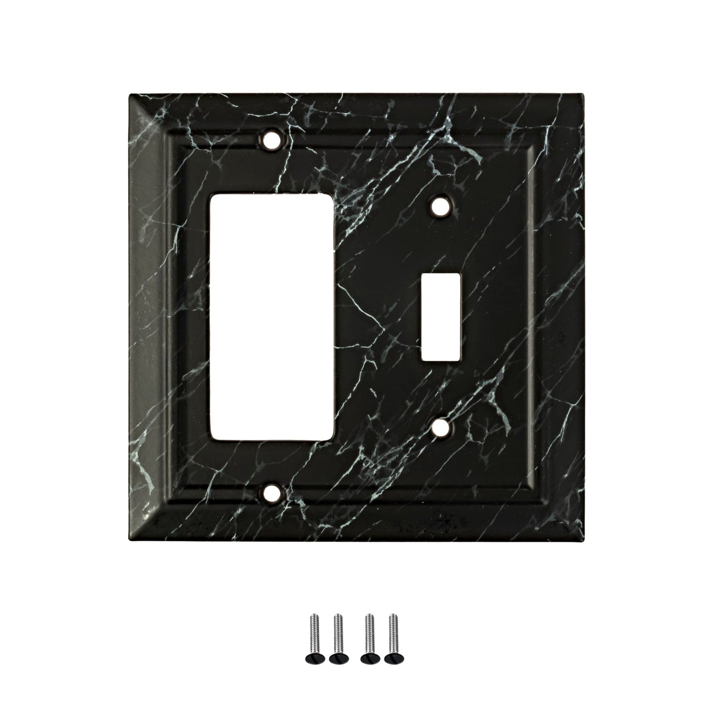 Marbled Majesty Wall Plate Collection - Black