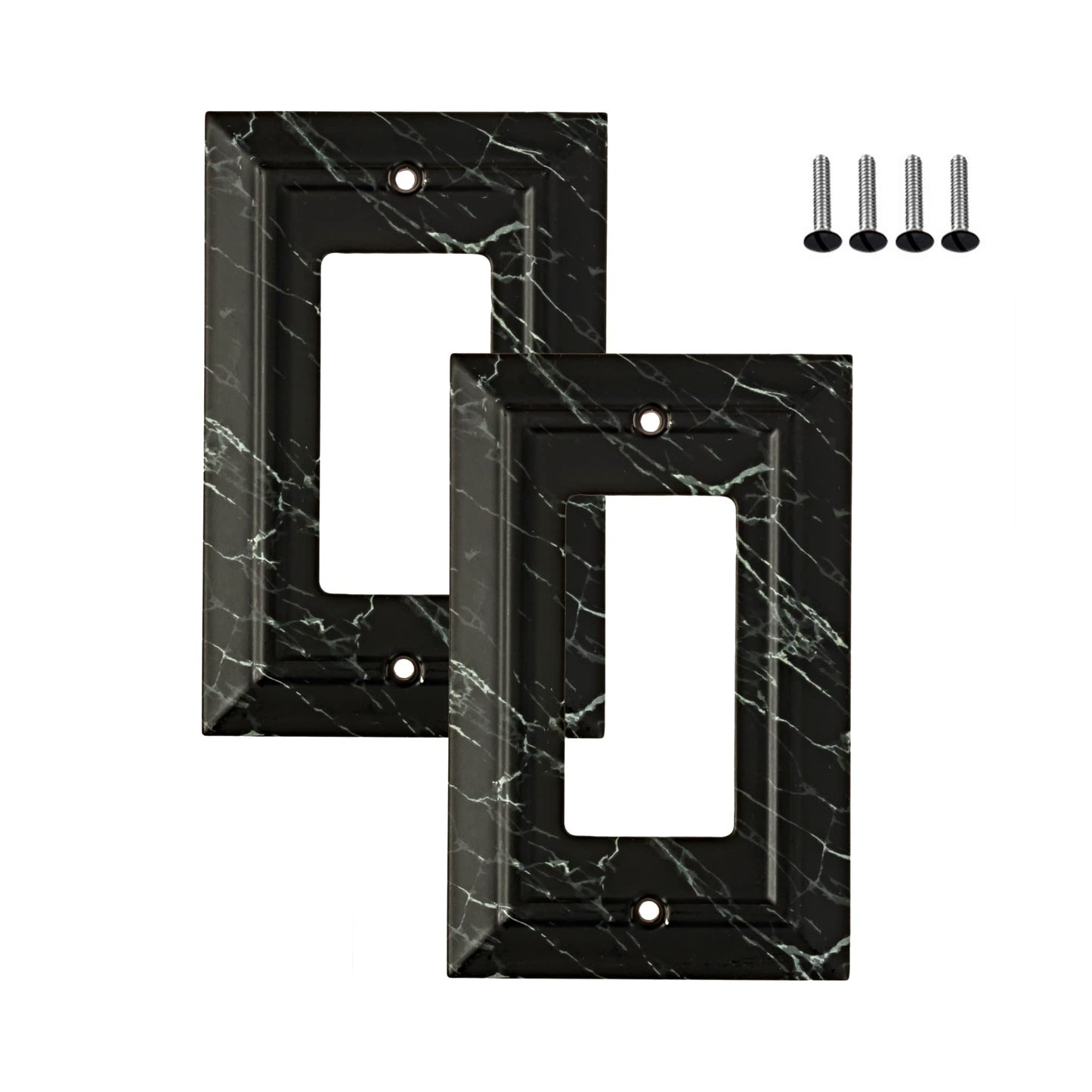 Marbled Majesty Wall Plate Collection - Black