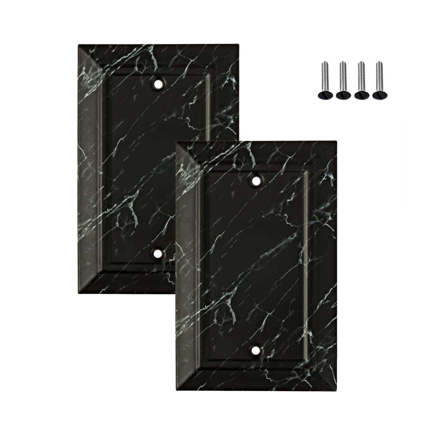 Marbled Majesty Wall Plate Collection - Black