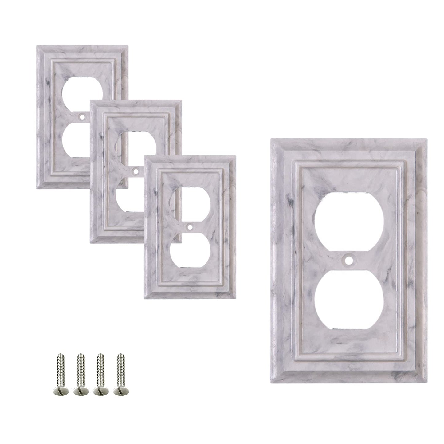Marbled Majesty Wall Plate Collection - White