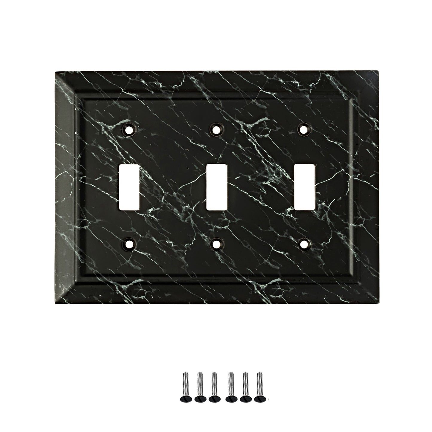 Marbled Majesty Wall Plate Collection - Black