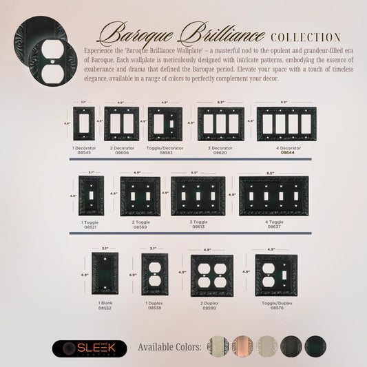 Baroque Brilliance Wall Plate Collection - Black