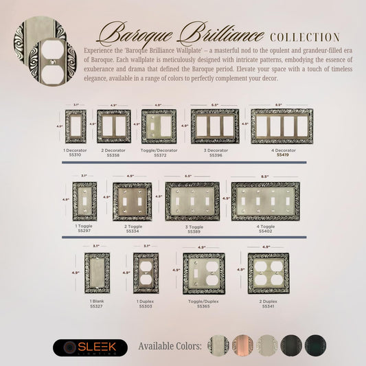 Baroque Brilliance Wall Plate Collection - Satin Pewter