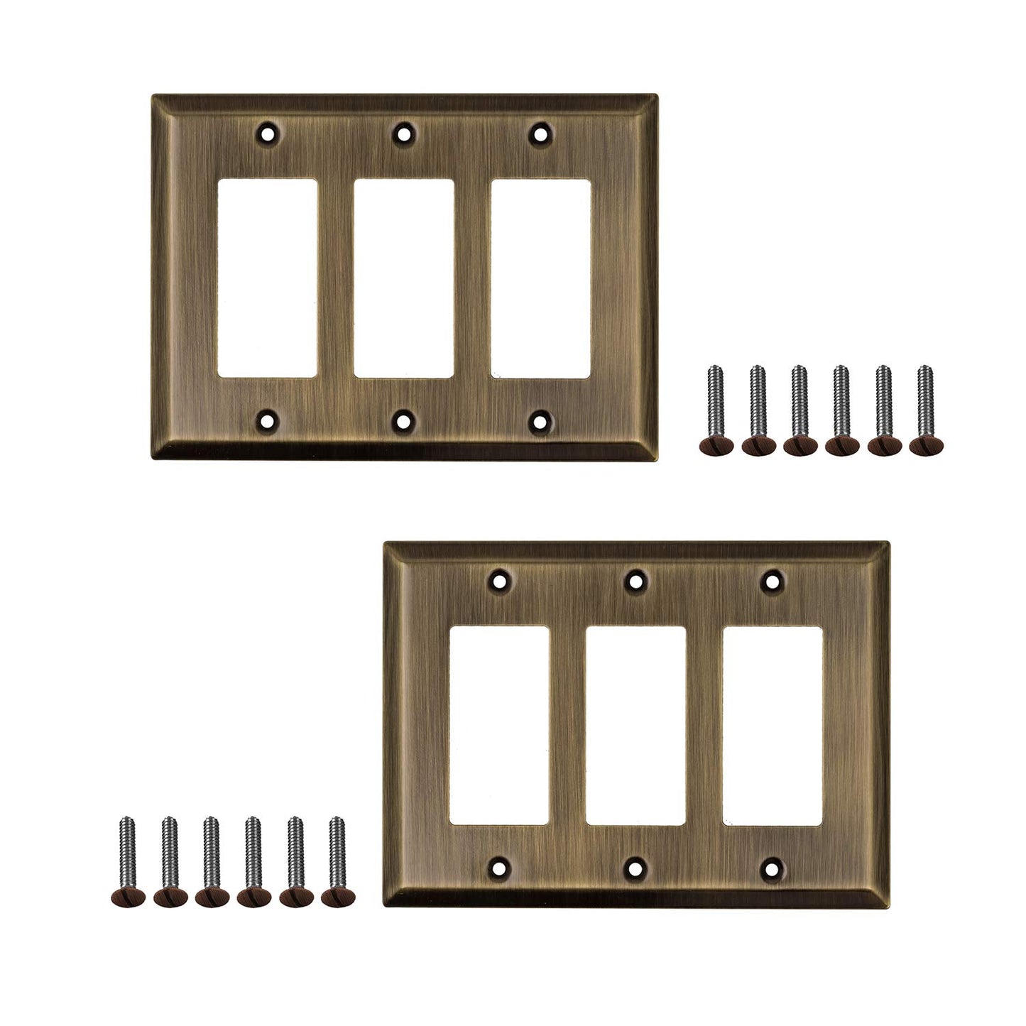 Sleek Canvas Elegance Wall Plate Collection - Antique Brass