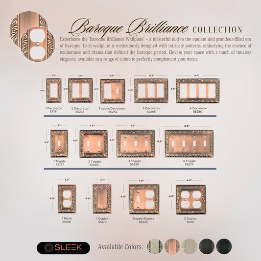 Baroque Brilliance Wall Plate Collection - Antique Copper