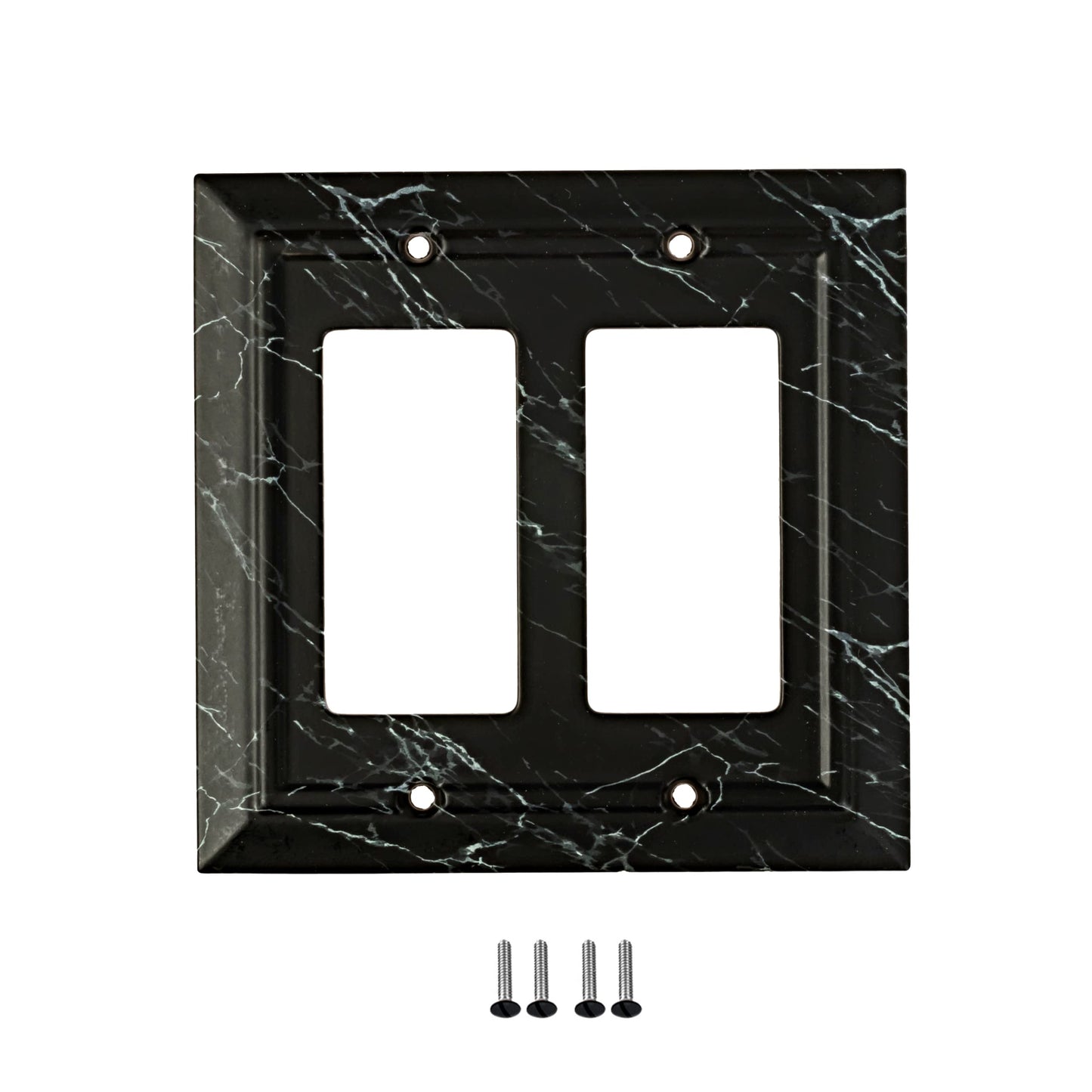 Marbled Majesty Wall Plate Collection - Black