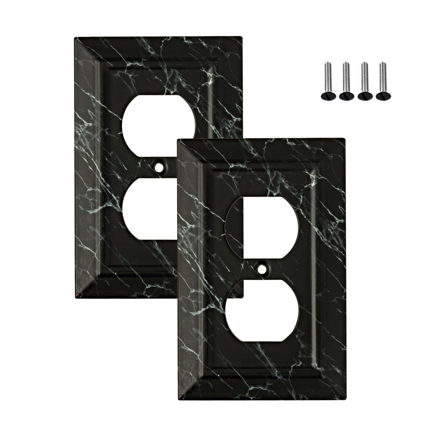 Marbled Majesty Wall Plate Collection - Black