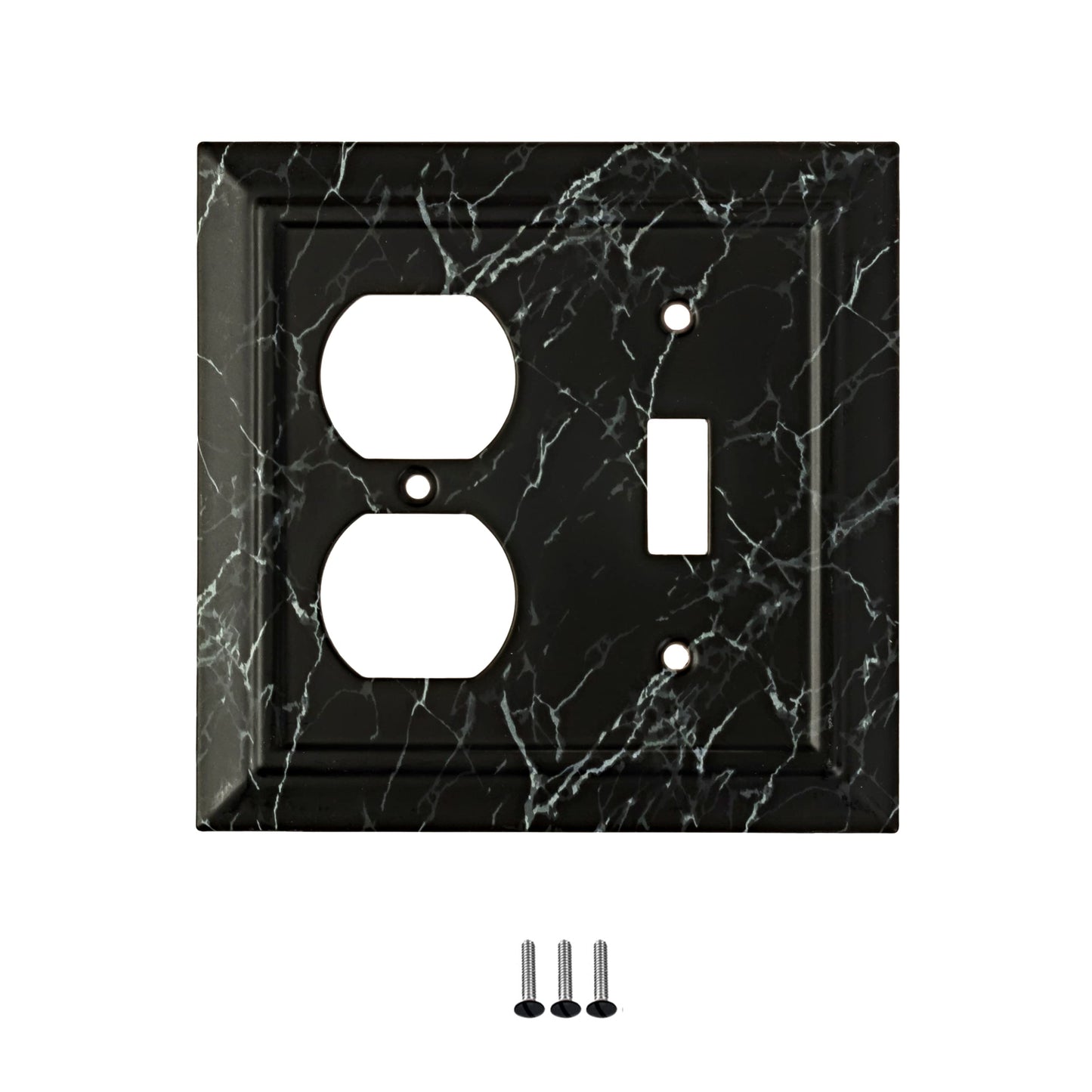 Marbled Majesty Wall Plate Collection - Black