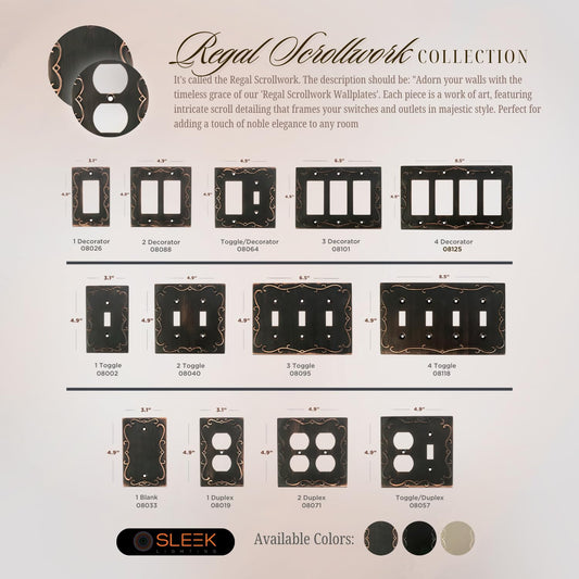 Regal Scrollwork Wall Plate Collection - Oil Rubbed Bronze