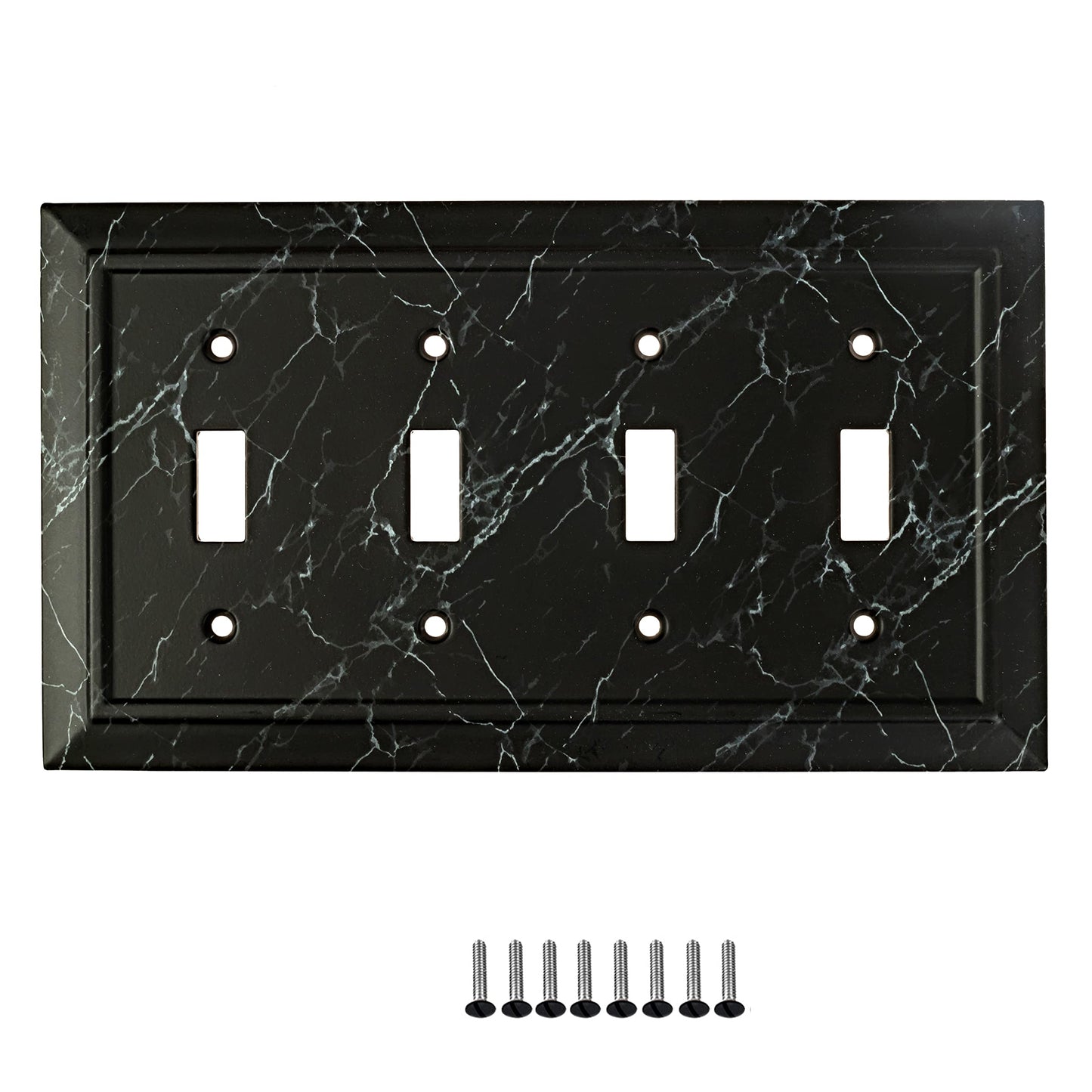 Marbled Majesty Wall Plate Collection - Black