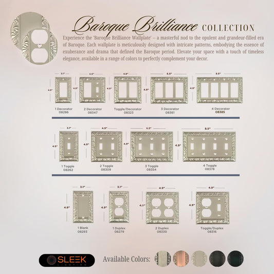 Baroque Brilliance Wall Plate Collection - Satin Nickel